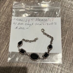 Sterling Silver Bracelet with Black Onyx Gemstones